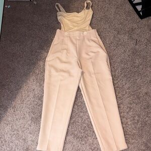 Zara Cream Jumpsuit with Button Detail